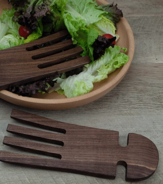 9" Walnut Wood Salad Hands