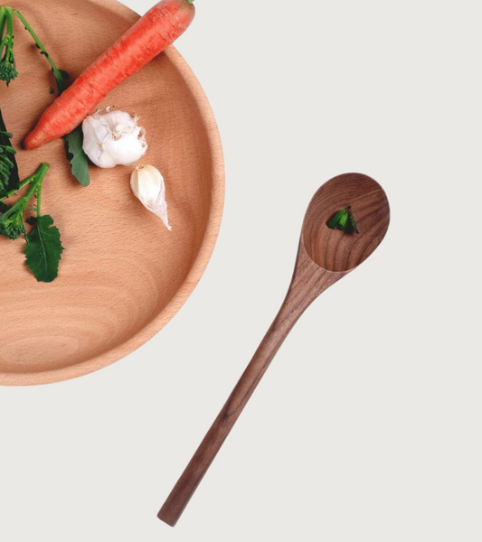 12’’ Walnut Wooden Oval Spoon - Kitchen Utensil