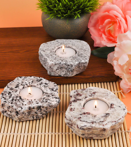 Natural Edge Granite Tea Light Candle Holder