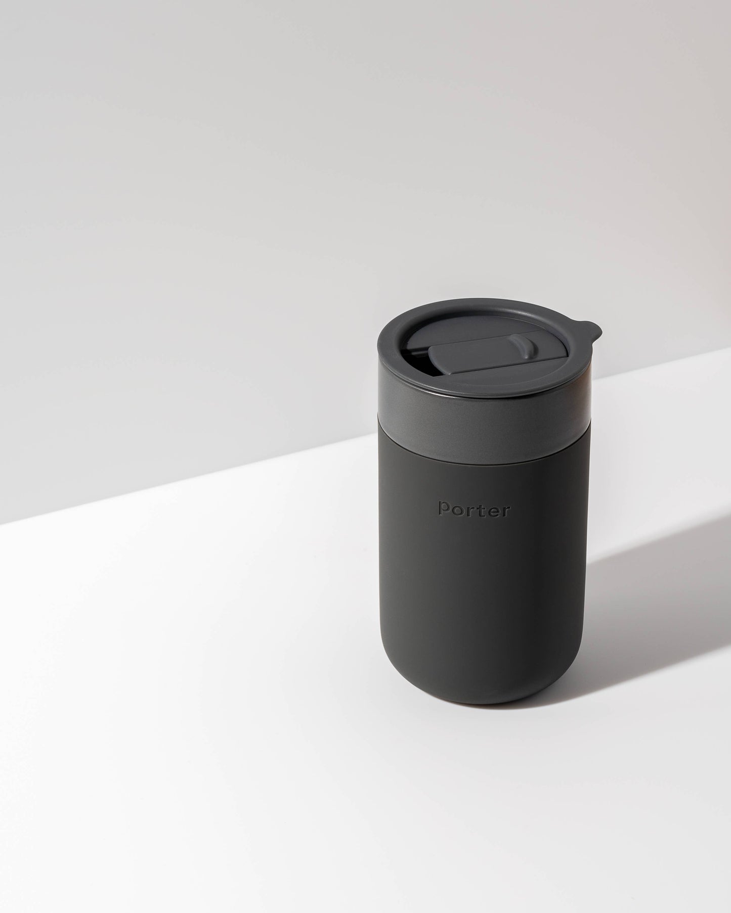 Porter Ceramic Reusable Coffee Mug 16oz: Charcoal
