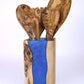 Olive Wood Utensil Holder with Blue Resin