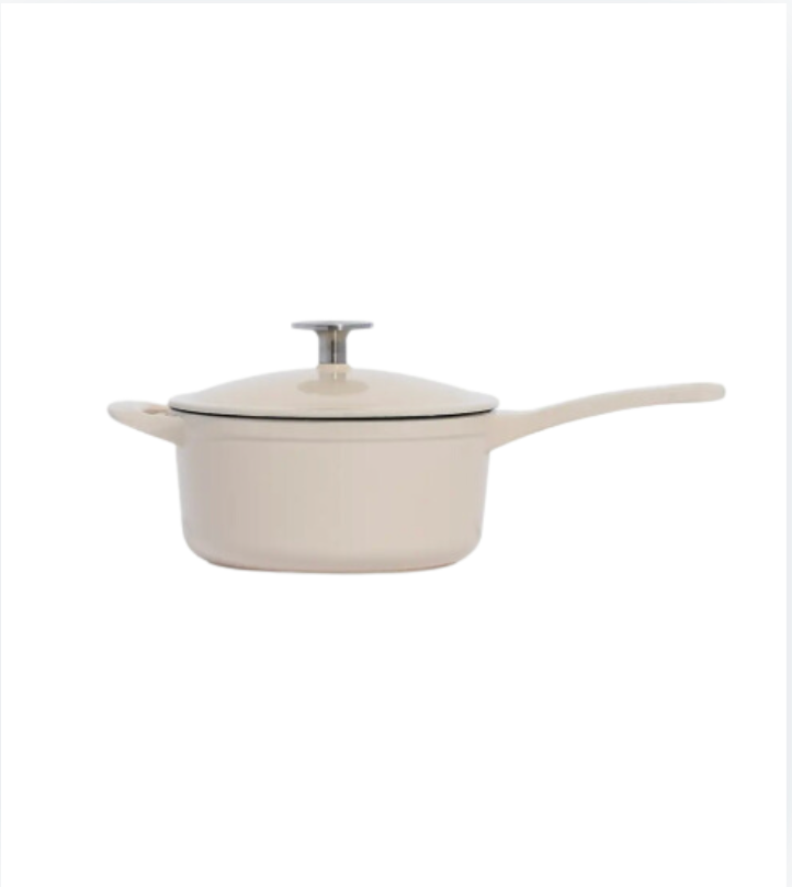 2QT Enameled Cast Iron Saucepan - Linen