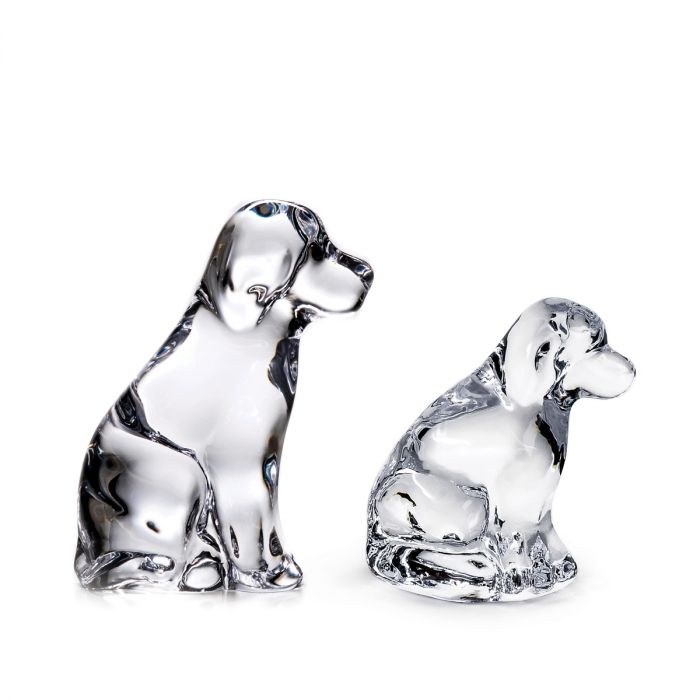 Glass Puppy & Dog Set in Gift Box